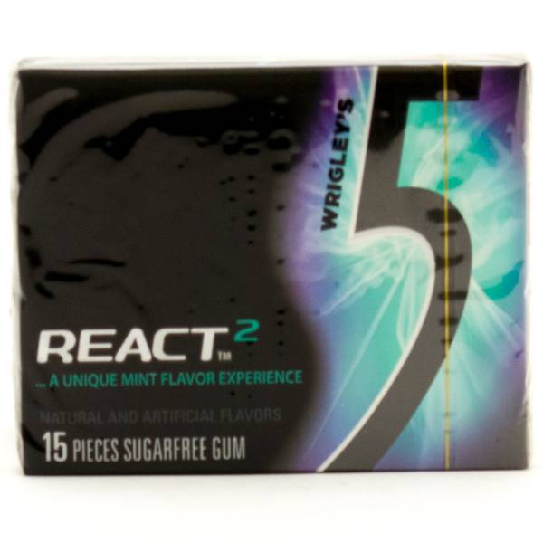 5 - React2 Mint - Sugarfree Gum - 15 Pieces