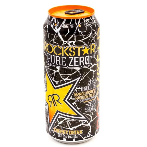 Rock Star - Energy Drink - Pure Zero - Mango Orange Passion Fruit - 16 fl oz
